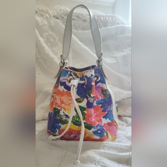 Maurizio Taiuti Small Mini Floral Leather Drawstring Tote - Picture 2 of 7